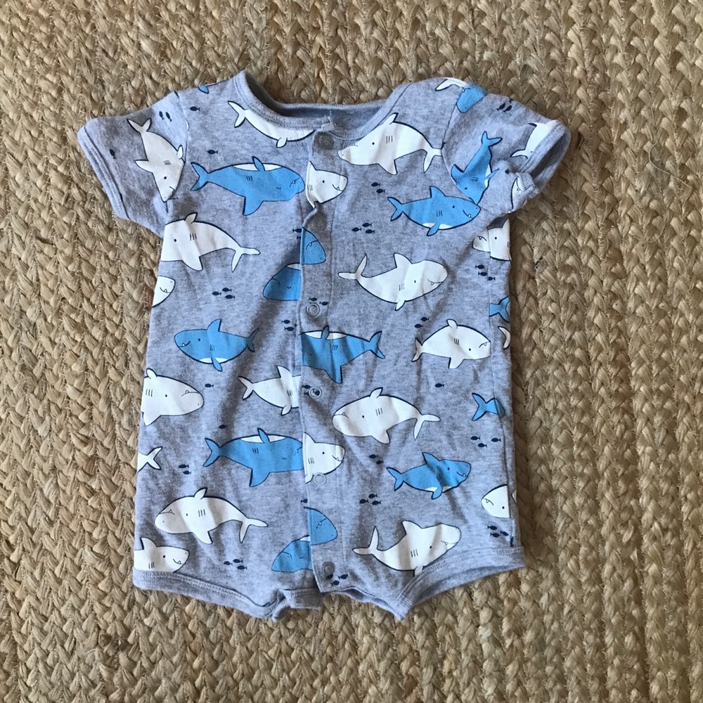 Shark romper shortalls outfit